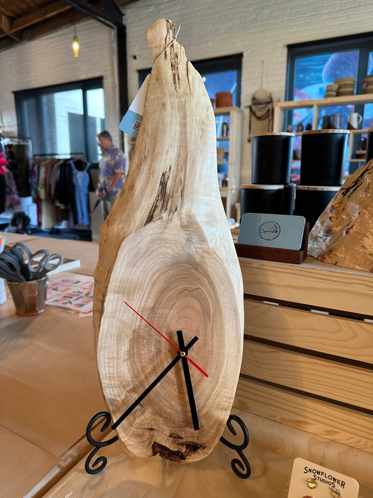Spruced Up | Burled Maple Oval Hanging Clock