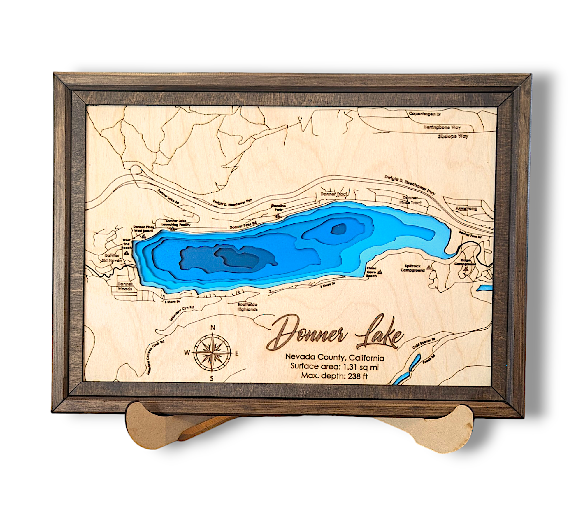 Shadowpine Custom Order | Donner Lake Art | Donner Bathymetry Map | Various Sizes