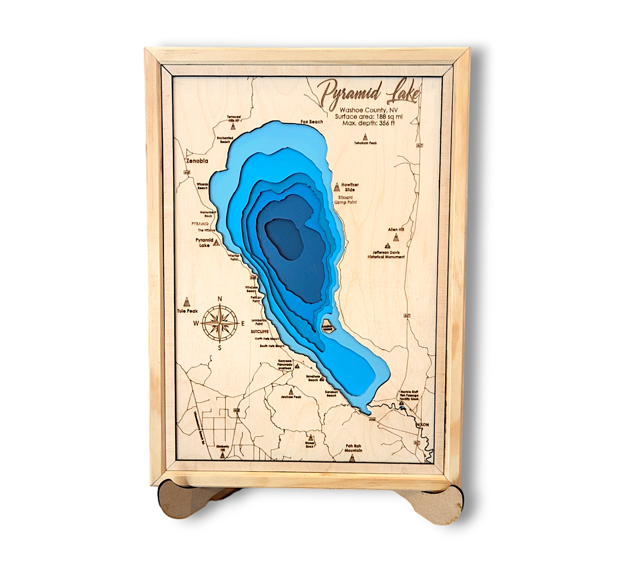 Shadowpine Custom Order | Pyramid Lake Art | Pyramid Lake Bathymetry Map | Various Sizes
