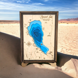 Shadowpine Custom Order | Pyramid Lake Art | Pyramid Lake Bathymetry Map | Various Sizes