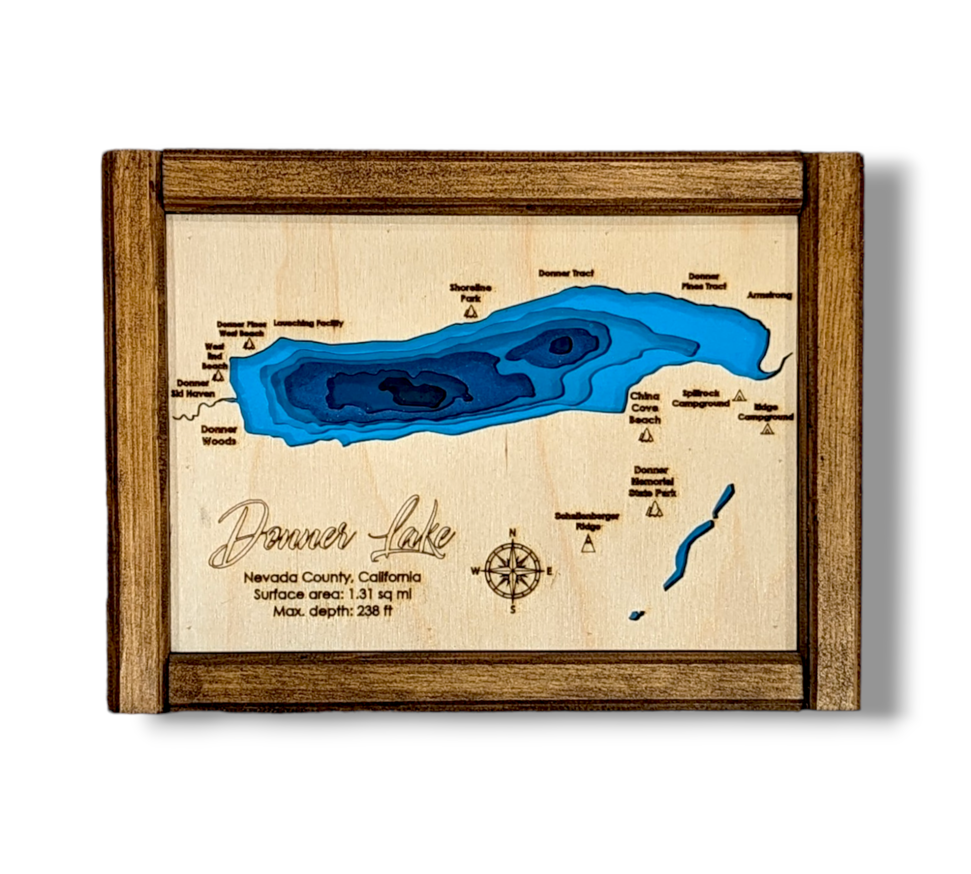 Shadowpine Custom Order | Donner Lake Art | Donner Bathymetry Map | Various Sizes