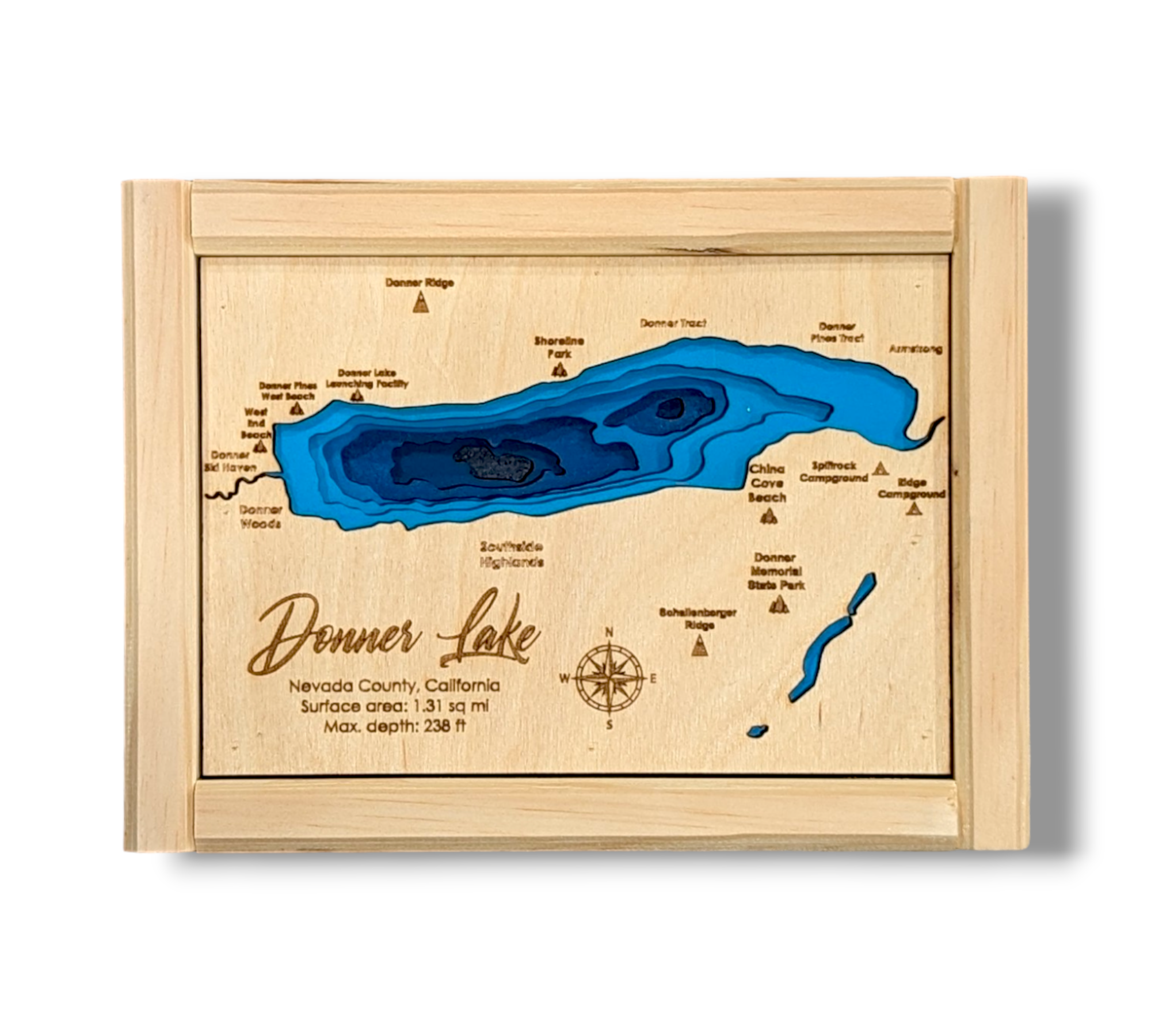 Shadowpine Custom Order | Donner Lake Art | Donner Bathymetry Map | Various Sizes