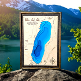 Shadowpine Custom Order | Fallen Leaf Lake Art | Fallen Leaf Bathymetry Map | Various Sizes