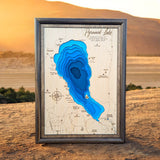 Shadowpine Custom Order | Pyramid Lake Art | Pyramid Lake Bathymetry Map | Various Sizes