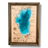 Shadowpine Custom Order | Lake Tahoe Art | Tahoe Bathymetry Map | Various Sizes