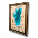 Shadowpine Custom Order | Lake Tahoe Art | Tahoe Bathymetry Map | Various Sizes